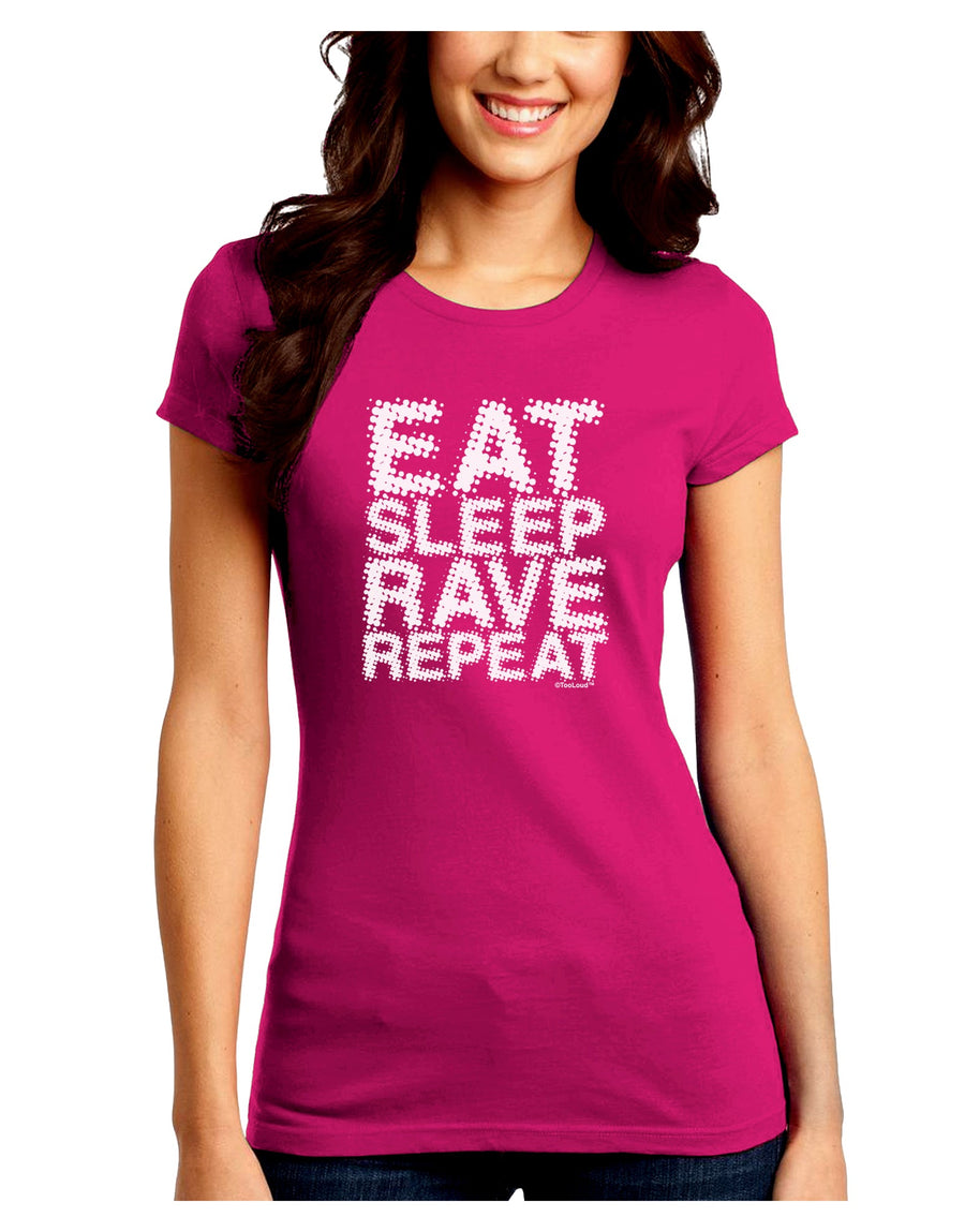 Eat Sleep Rave Repeat Juniors Crew Dark T-Shirt by TooLoud-T-Shirts Juniors Tops-TooLoud-Black-Juniors Fitted Small-Davson Sales