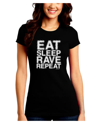 Eat Sleep Rave Repeat Juniors Crew Dark T-Shirt by TooLoud-T-Shirts Juniors Tops-TooLoud-Black-Juniors Fitted Small-Davson Sales