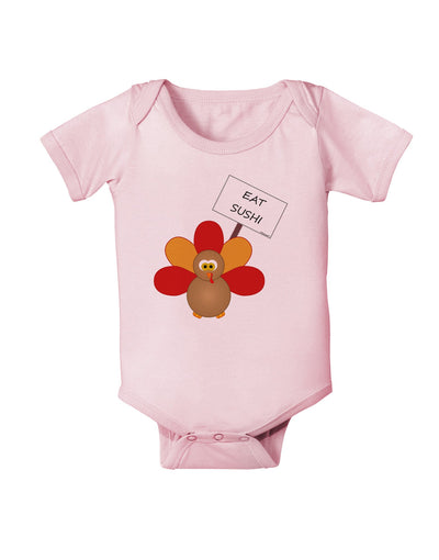 Eat Sushi Thanksgiving Turkey Baby Romper Bodysuit-Baby Romper-TooLoud-Light-Pink-06-Months-Davson Sales