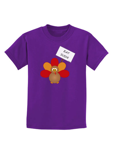 Eat Sushi Thanksgiving Turkey Childrens Dark T-Shirt-Childrens T-Shirt-TooLoud-Purple-X-Small-Davson Sales