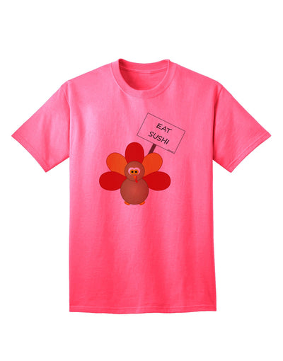 Eat Sushi Thanksgiving Turkey Premium Adult T-Shirt - A Unique Twist on Holiday Apparel-Mens T-shirts-TooLoud-Neon-Pink-Small-Davson Sales