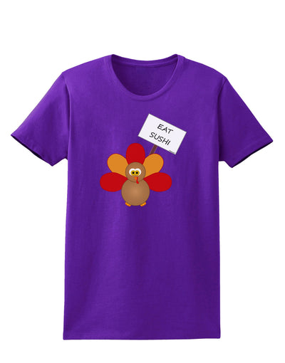 Eat Sushi Thanksgiving Turkey Womens Dark T-Shirt-TooLoud-Purple-X-Small-Davson Sales