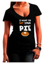 Eat Your Pie Juniors V-Neck Dark T-Shirt-Womens V-Neck T-Shirts-TooLoud-Black-Juniors Fitted Small-Davson Sales