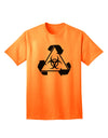 Eco-friendly Biohazard Sign Black and White Adult T-Shirt - A Sustainable Fashion Choice by TooLoud-Mens T-shirts-TooLoud-Neon-Orange-Small-Davson Sales