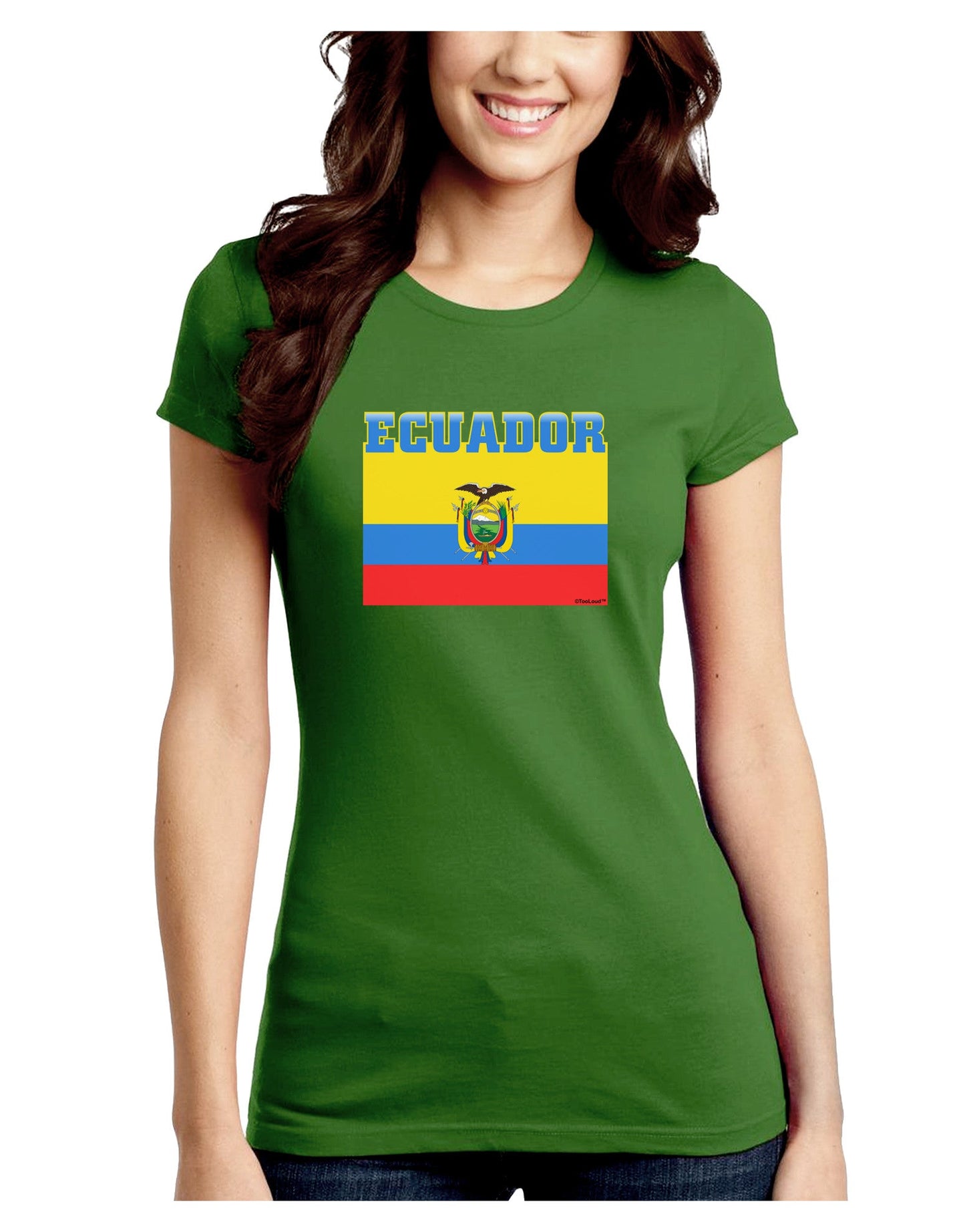 Ecuador Flag Juniors Petite Crew Dark T-Shirt-T-Shirts Juniors Tops-TooLoud-Kiwi-Green-Juniors Fitted Small-Davson Sales