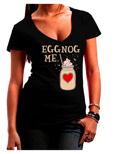 Eggnog Me Dark Womens V-Neck Dark T-Shirt-Womens V-Neck T-Shirts-TooLoud-Black-Juniors Fitted Small-Davson Sales
