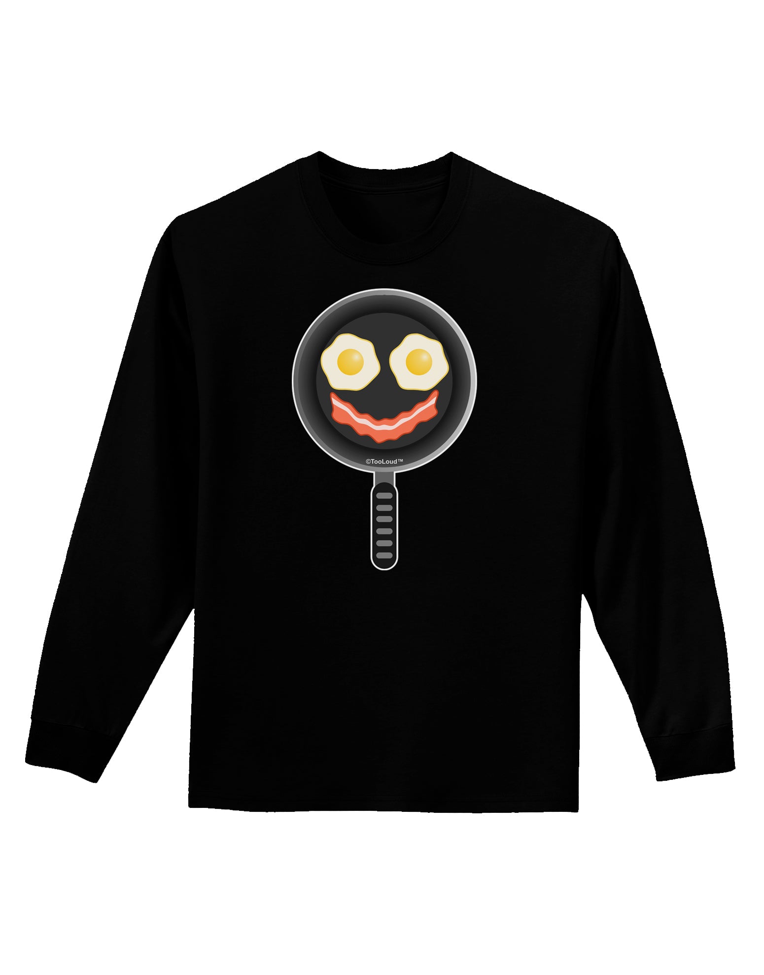 Eggs and Bacon Smiley Face Adult Long Sleeve Dark T-Shirt by TooLoud-TooLoud-Black-Small-Davson Sales
