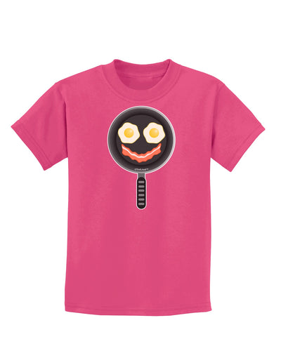 Eggs and Bacon Smiley Face Childrens Dark T-Shirt by TooLoud-Childrens T-Shirt-TooLoud-Sangria-X-Small-Davson Sales