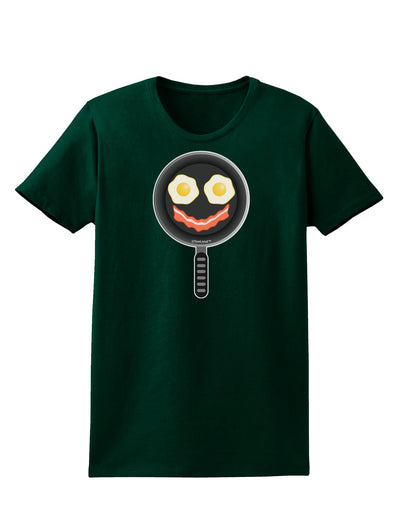 Eggs and Bacon Smiley Face Womens Dark T-Shirt by TooLoud-Womens T-Shirt-TooLoud-Forest-Green-Small-Davson Sales