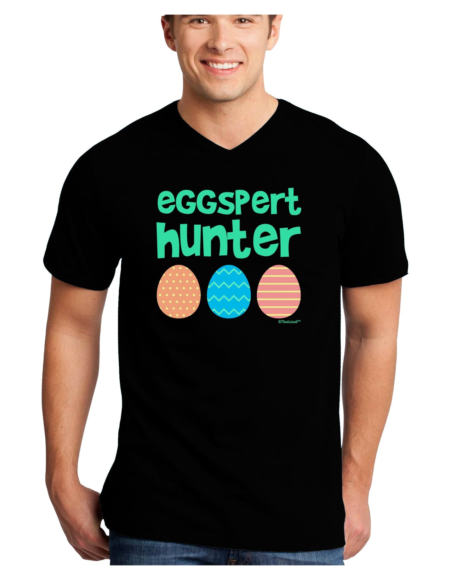 Eggspert Hunter - Easter - Green Adult Dark V-Neck T-Shirt by TooLoud-Mens V-Neck T-Shirt-TooLoud-Black-Small-Davson Sales