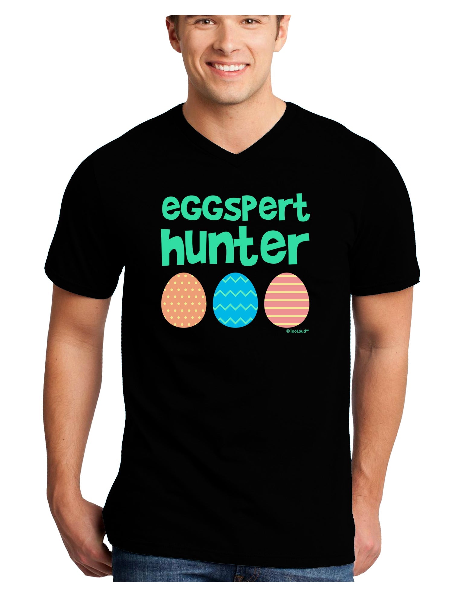 Eggspert Hunter - Easter - Green Adult Dark V-Neck T-Shirt by TooLoud-Mens V-Neck T-Shirt-TooLoud-Black-Small-Davson Sales