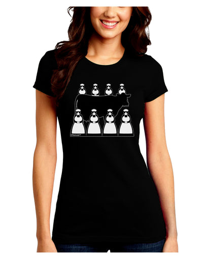 Eight Maids A Milking Juniors Crew Dark T-Shirt-T-Shirts Juniors Tops-TooLoud-Black-Juniors Fitted Small-Davson Sales