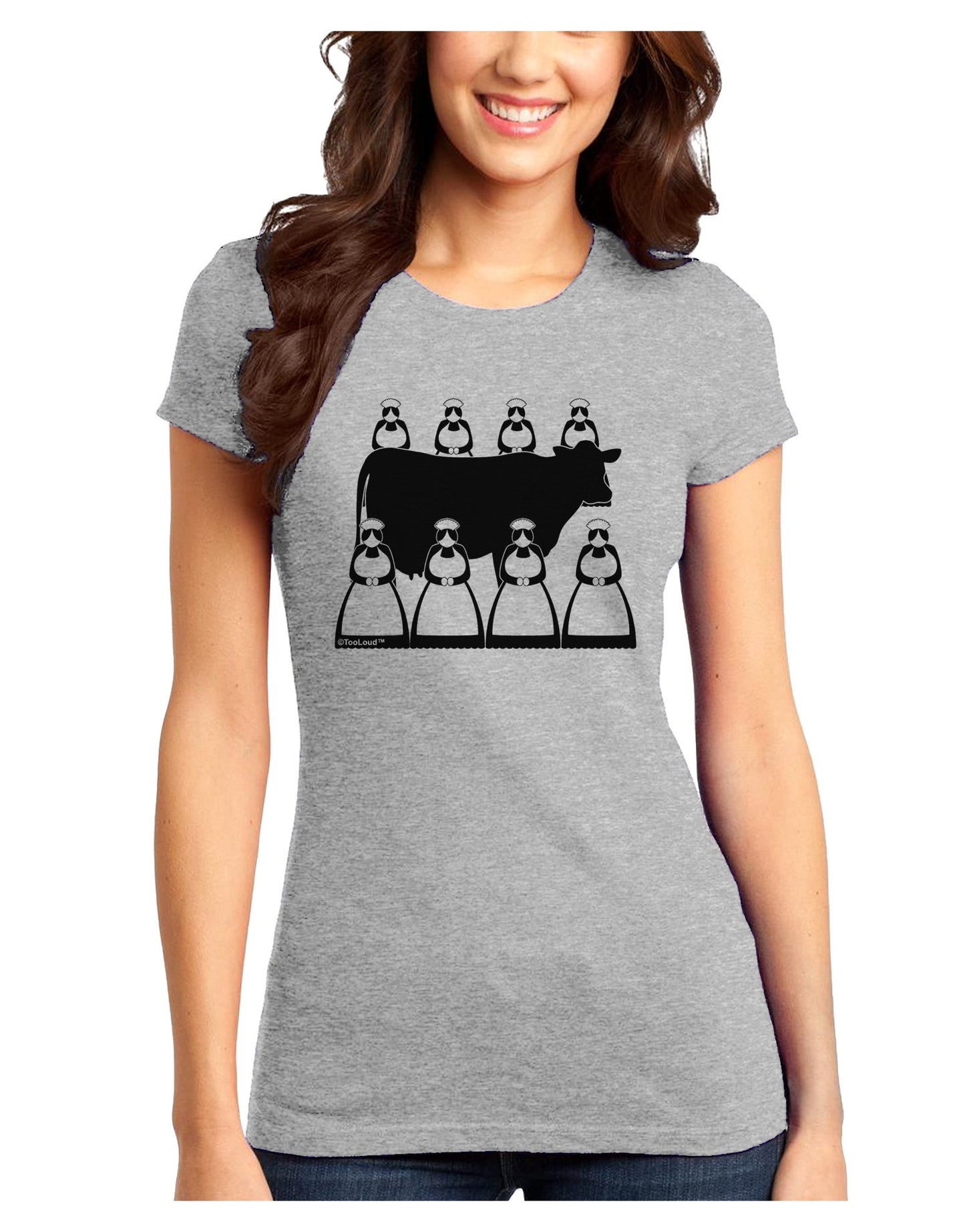 Eight Maids A Milking Juniors T-Shirt-Womens Juniors T-Shirt-TooLoud-Ash-Gray-Juniors Fitted X-Small-Davson Sales