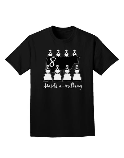 Eight Maids A Milking Text Adult Dark T-Shirt-Mens T-Shirt-TooLoud-Black-Small-Davson Sales