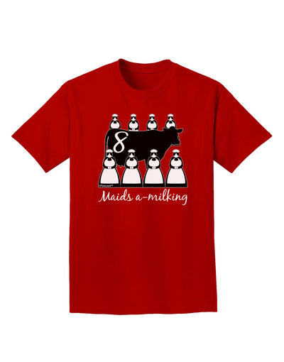 Eight Maids A Milking Text Adult Dark T-Shirt-Mens T-Shirt-TooLoud-Red-Small-Davson Sales