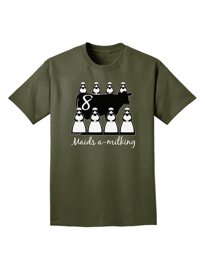 Eight Maids A Milking Text Adult Dark T-Shirt-Mens T-Shirt-TooLoud-Military-Green-Small-Davson Sales