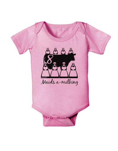 Eight Maids A Milking Text Baby Romper Bodysuit-Baby Romper-TooLoud-Pink-06-Months-Davson Sales