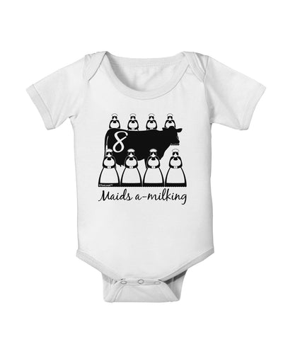 Eight Maids A Milking Text Baby Romper Bodysuit-Baby Romper-TooLoud-White-06-Months-Davson Sales