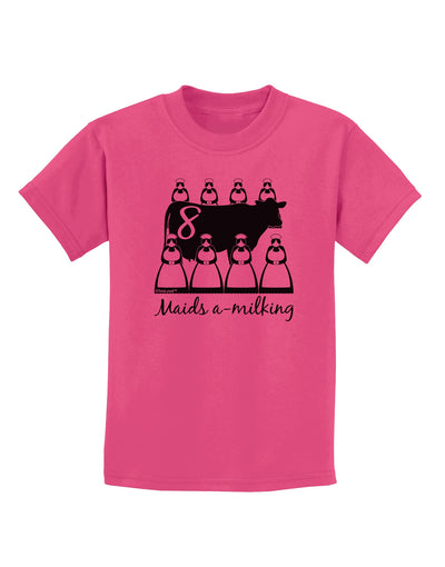 Eight Maids A Milking Text Childrens T-Shirt-Childrens T-Shirt-TooLoud-Sangria-X-Small-Davson Sales