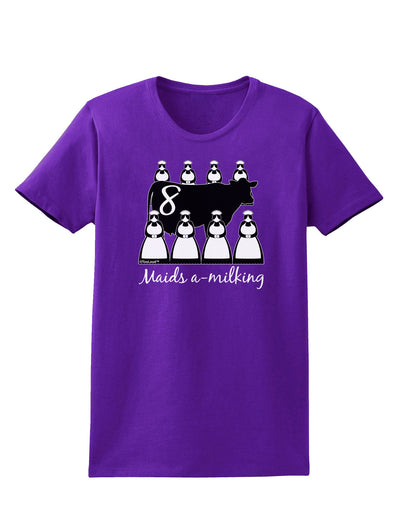 Eight Maids A Milking Text Womens Dark T-Shirt-TooLoud-Purple-X-Small-Davson Sales