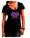 Electric Sky Color Juniors V-Neck Dark T-Shirt-Womens V-Neck T-Shirts-TooLoud-Black-Juniors Fitted Small-Davson Sales