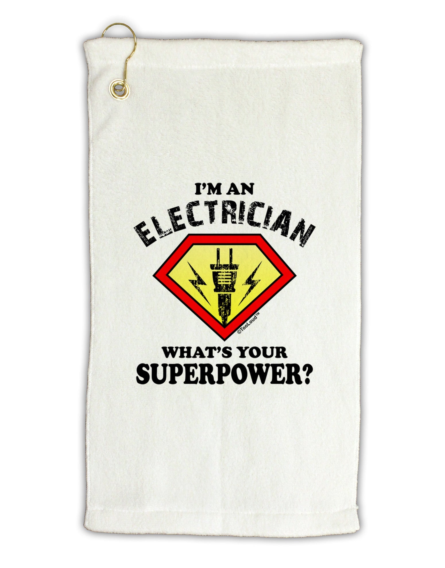 Electrician - Superpower Micro Terry Gromet Golf Towel 16 x 25 inch-Golf Towel-TooLoud-White-Davson Sales