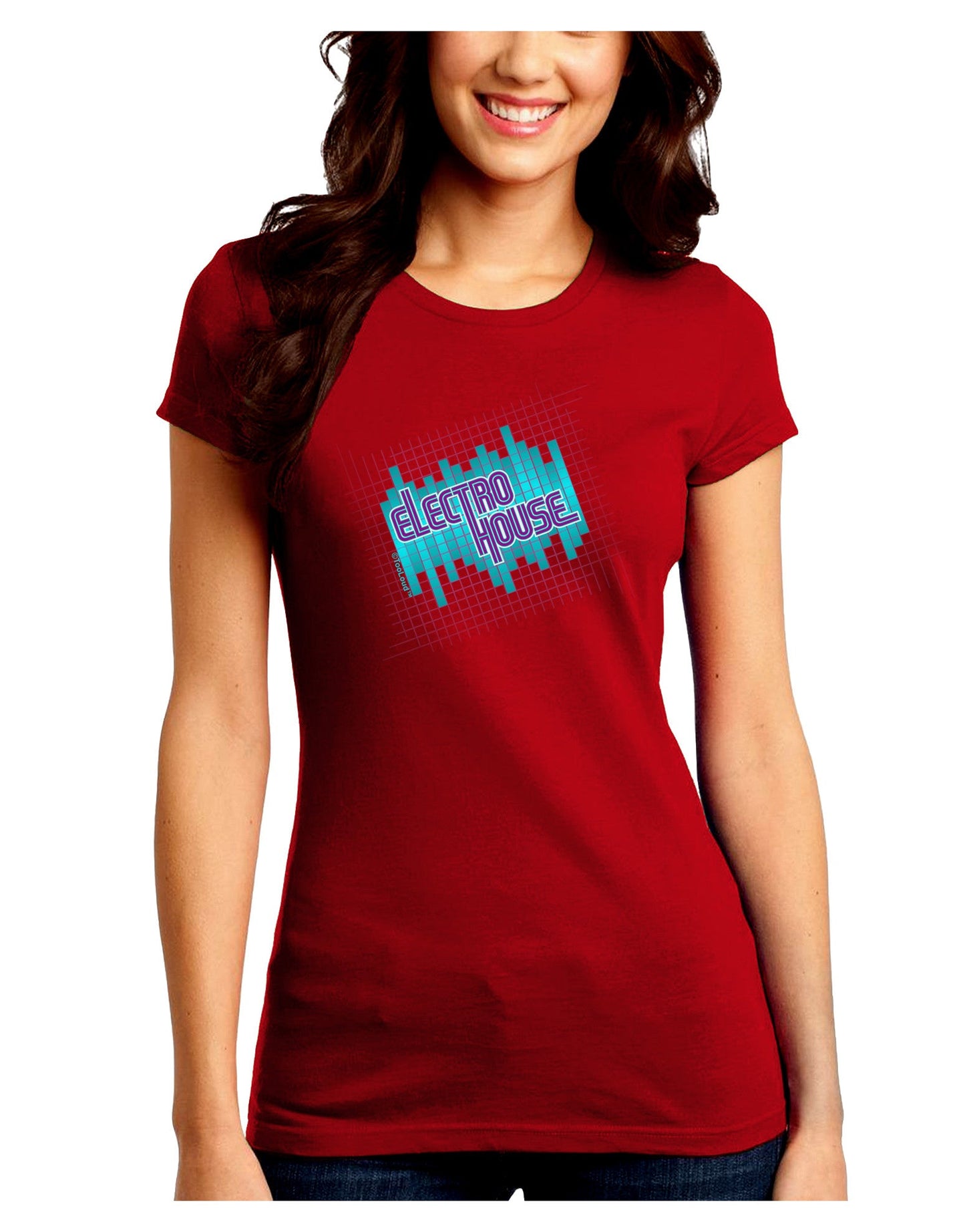 Electro House Equalizer Juniors Petite Crew Dark T-Shirt-T-Shirts Juniors Tops-TooLoud-Red-Juniors Fitted Small-Davson Sales