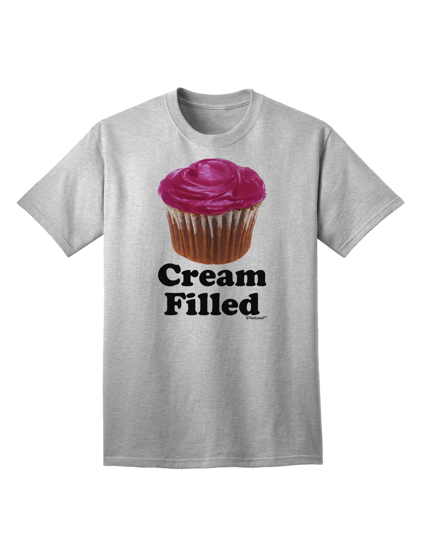 Elegant Cream-Filled Pink Cupcake Design Adult T-Shirt by TooLoud-Mens T-shirts-TooLoud-AshGray-Small-Davson Sales