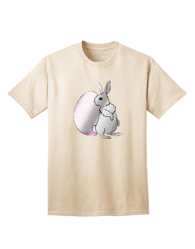 Elegant Easter Bunny and Egg Metallic - Silver Adult T-Shirt by TooLoud-Mens T-shirts-TooLoud-Natural-Small-Davson Sales