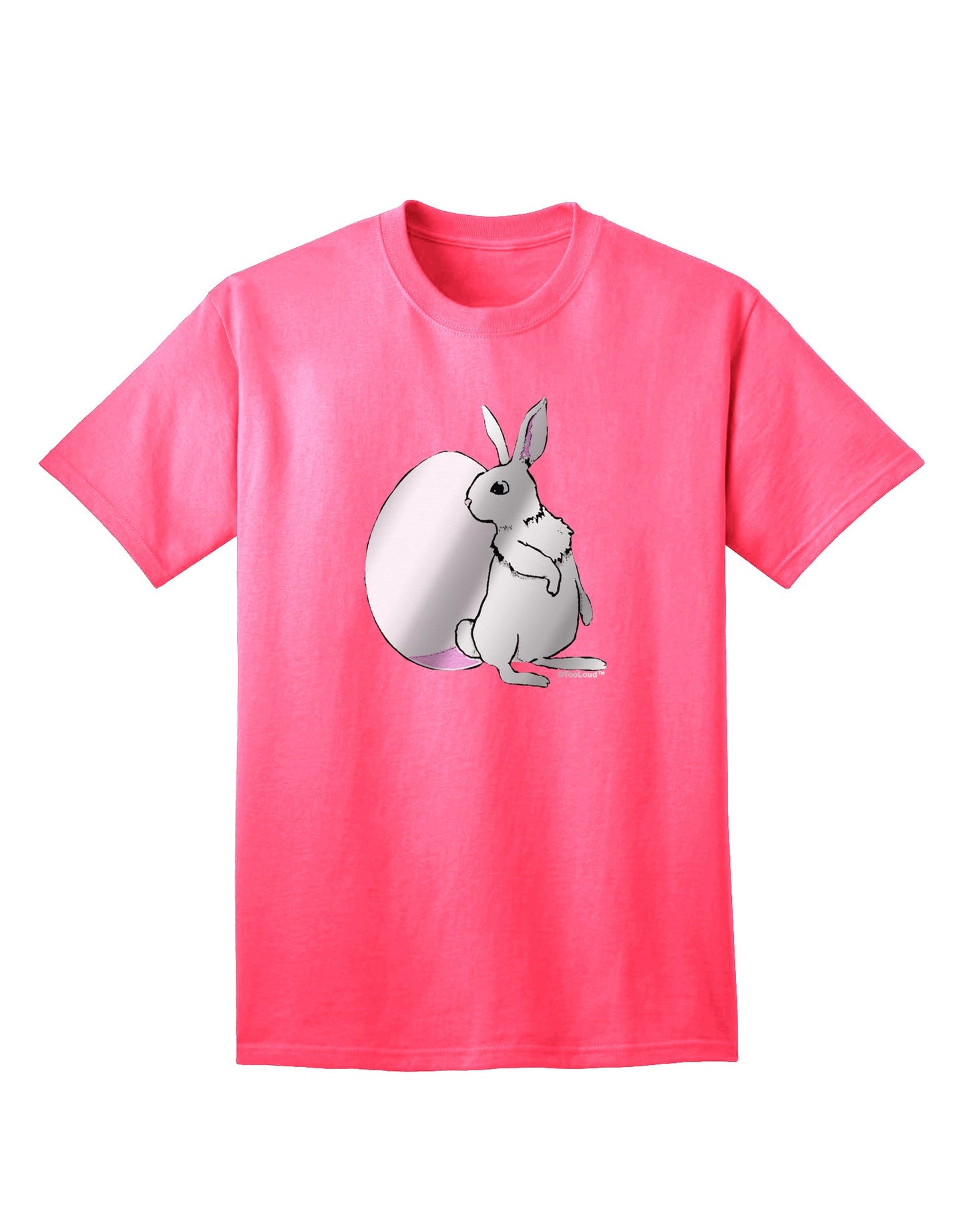 Elegant Easter Bunny and Egg Metallic - Silver Adult T-Shirt by TooLoud-Mens T-shirts-TooLoud-Neon-Pink-Small-Davson Sales