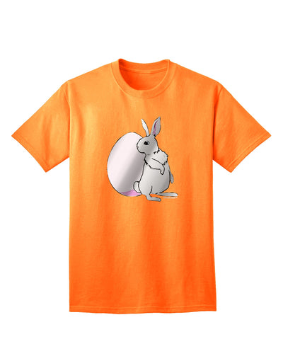 Elegant Easter Bunny and Egg Metallic - Silver Adult T-Shirt by TooLoud-Mens T-shirts-TooLoud-Neon-Orange-Small-Davson Sales