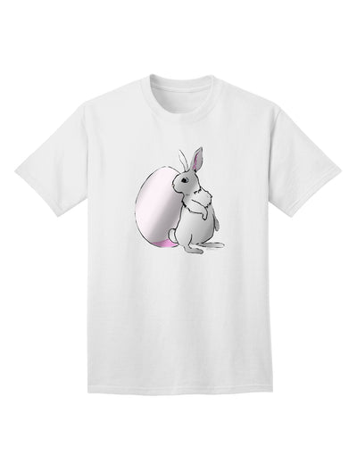 Elegant Easter Bunny and Egg Metallic - Silver Adult T-Shirt by TooLoud-Mens T-shirts-TooLoud-White-Small-Davson Sales