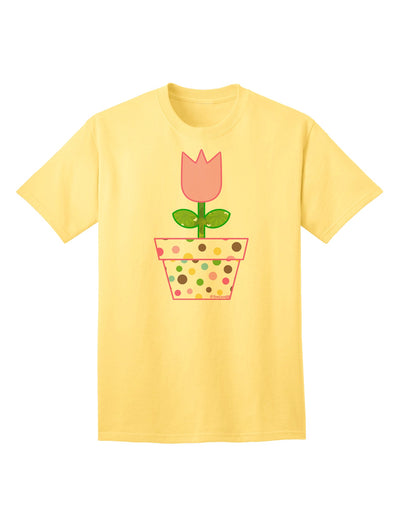 Elegant Easter Tulip Design - Pink Adult T-Shirt by TooLoud-Mens T-shirts-TooLoud-Yellow-Small-Davson Sales