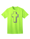 Elegant Glitter Silver Adult T-Shirt with a Simple Cross Design by TooLoud-Mens T-shirts-TooLoud-Neon-Green-Small-Davson Sales