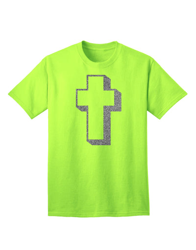 Elegant Glitter Silver Adult T-Shirt with a Simple Cross Design by TooLoud-Mens T-shirts-TooLoud-Neon-Green-Small-Davson Sales