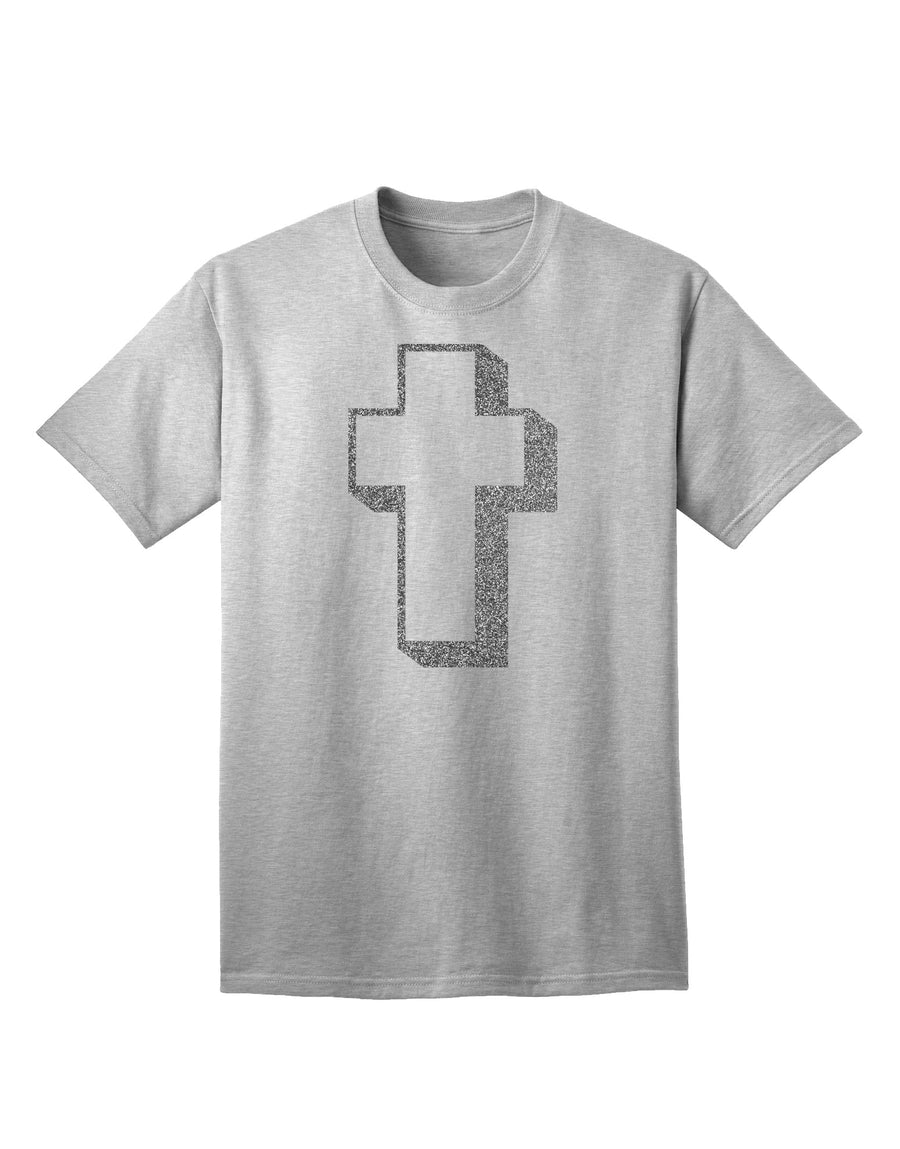 Elegant Glitter Silver Adult T-Shirt with a Simple Cross Design by TooLoud-Mens T-shirts-TooLoud-White-Small-Davson Sales