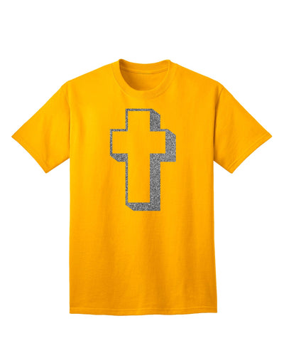 Elegant Glitter Silver Adult T-Shirt with a Simple Cross Design by TooLoud-Mens T-shirts-TooLoud-Gold-Small-Davson Sales