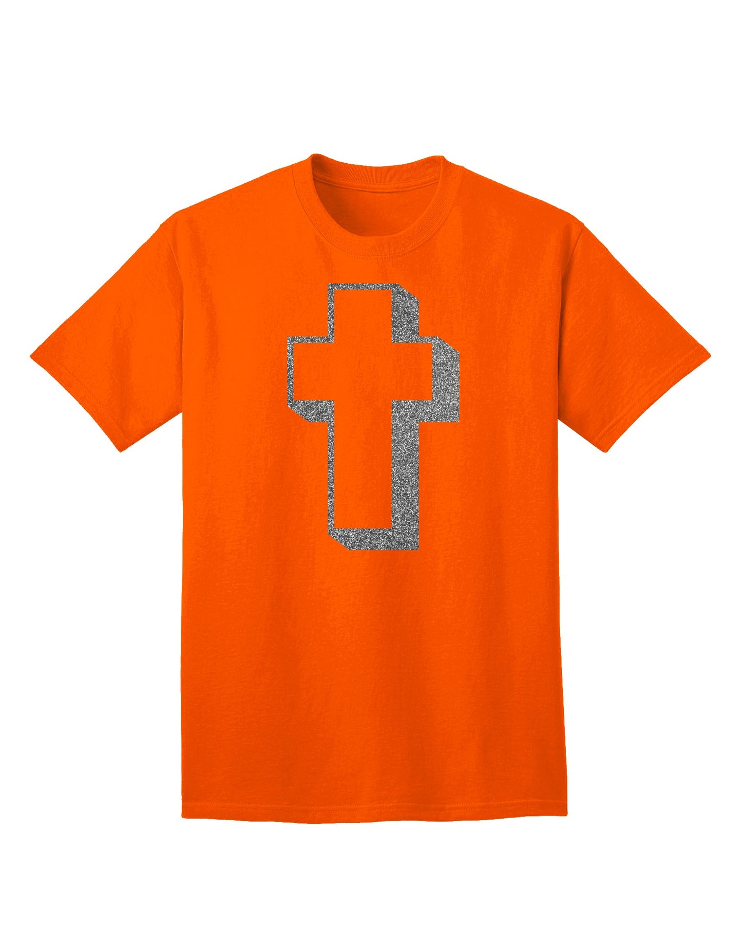 Elegant Glitter Silver Adult T-Shirt with a Simple Cross Design by TooLoud-Mens T-shirts-TooLoud-Orange-Small-Davson Sales