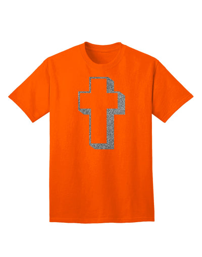 Elegant Glitter Silver Adult T-Shirt with a Simple Cross Design by TooLoud-Mens T-shirts-TooLoud-Orange-Small-Davson Sales