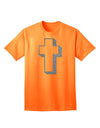 Elegant Glitter Silver Adult T-Shirt with a Simple Cross Design by TooLoud-Mens T-shirts-TooLoud-Neon-Orange-Small-Davson Sales