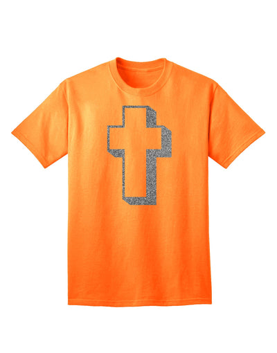 Elegant Glitter Silver Adult T-Shirt with a Simple Cross Design by TooLoud-Mens T-shirts-TooLoud-Neon-Orange-Small-Davson Sales