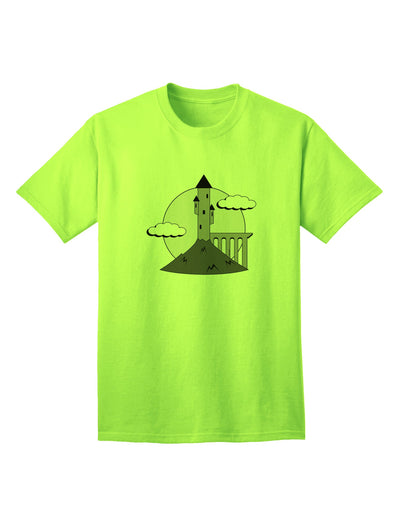 Elegant Grayscale Adult T-Shirt - Moonlit Wizard Tower-Mens T-shirts-TooLoud-Neon-Green-Small-Davson Sales