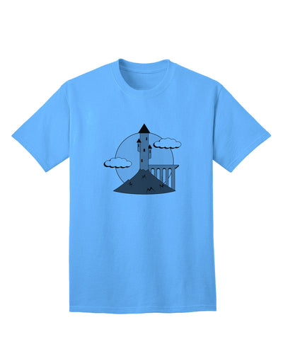 Elegant Grayscale Adult T-Shirt - Moonlit Wizard Tower-Mens T-shirts-TooLoud-Aquatic-Blue-Small-Davson Sales