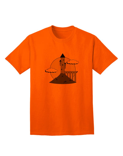 Elegant Grayscale Adult T-Shirt - Moonlit Wizard Tower-Mens T-shirts-TooLoud-Orange-Small-Davson Sales