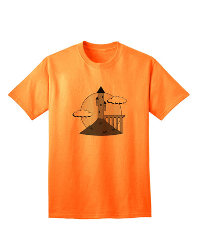 Elegant Grayscale Adult T-Shirt - Moonlit Wizard Tower-Mens T-shirts-TooLoud-Neon-Orange-Small-Davson Sales