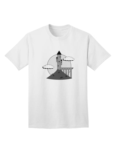 Elegant Grayscale Adult T-Shirt - Moonlit Wizard Tower-Mens T-shirts-TooLoud-White-Small-Davson Sales