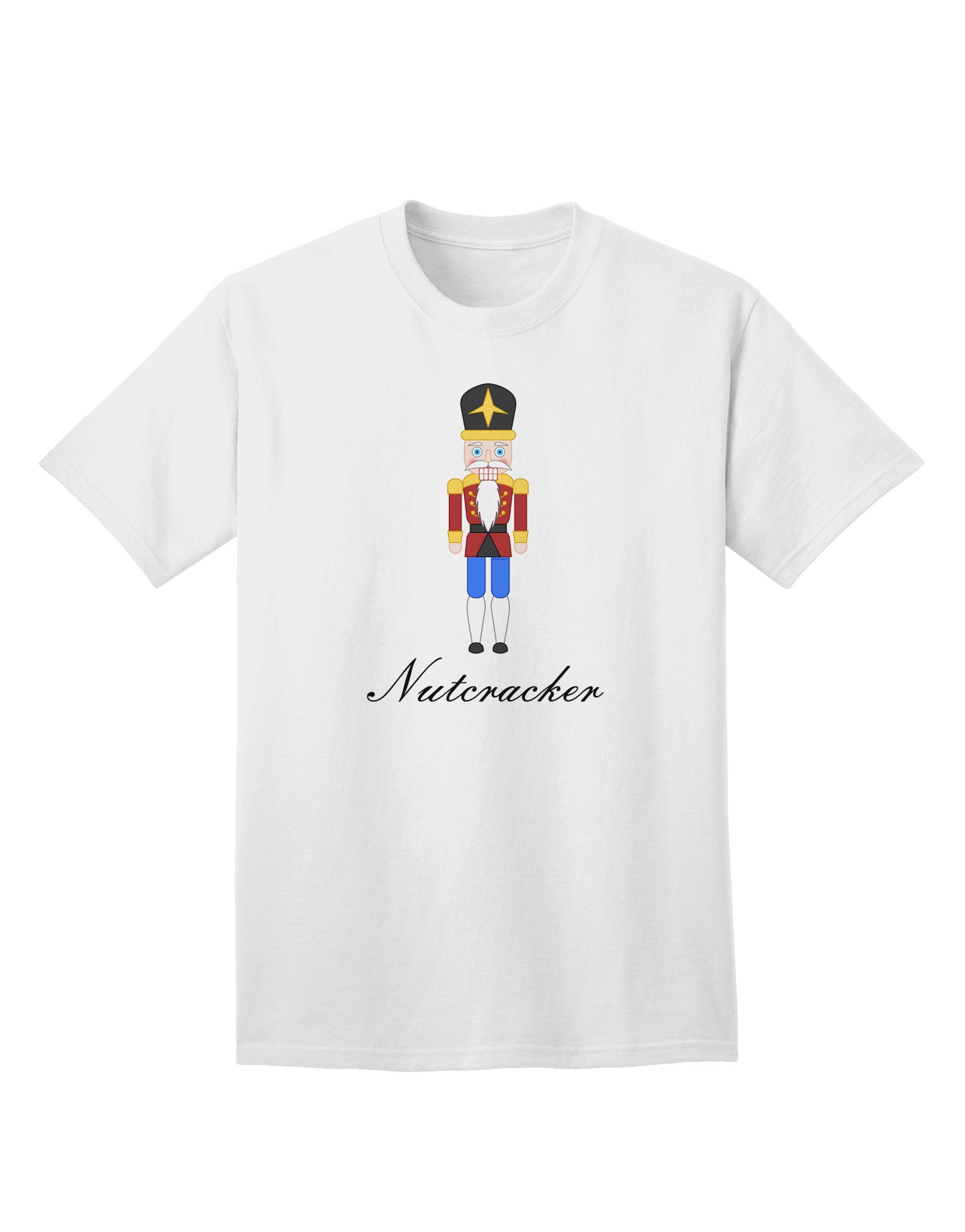 Elegant Nutcracker Design: Adult T-Shirt in Red, Gold, and Black-Mens T-shirts-TooLoud-White-Small-Davson Sales