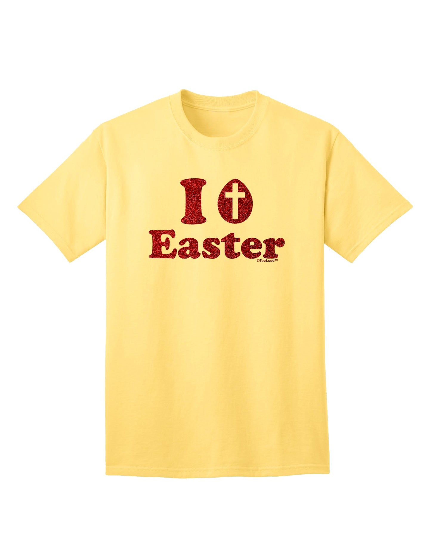Elevate Your Easter Style with the I Egg Cross Easter Red Glitter Adult T-Shirt by TooLoud-Mens T-shirts-TooLoud-Yellow-Small-Davson Sales