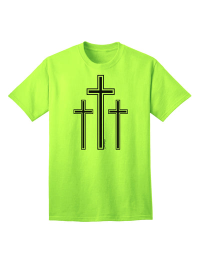 Elevate Your Easter Style with the Three Cross Design Adult T-Shirt by TooLoud-Mens T-shirts-TooLoud-Neon-Green-Small-Davson Sales