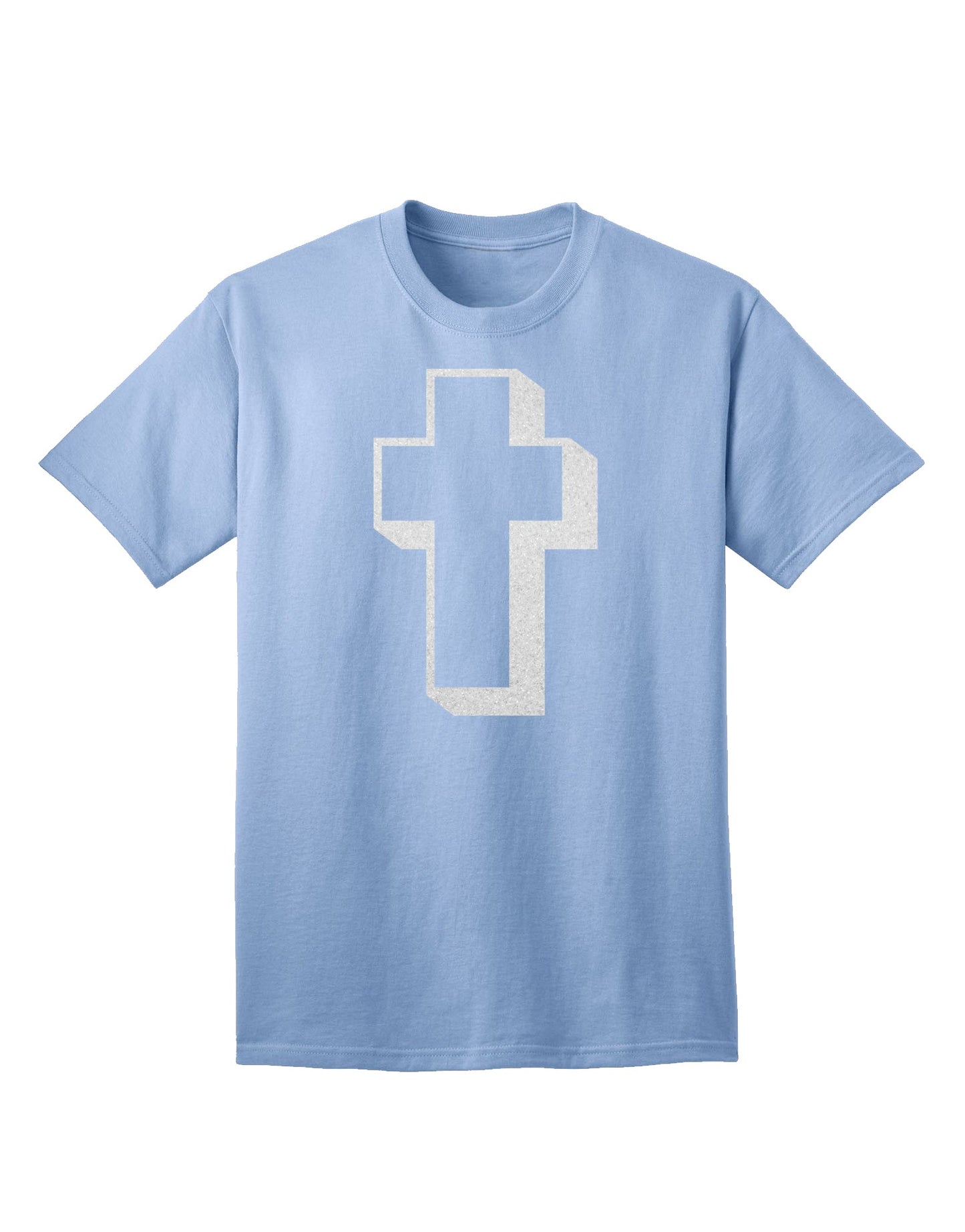 Elevate Your Style with the Elegant Glitter White Adult T-Shirt featuring a Simple Cross Design by TooLoud-Mens T-shirts-TooLoud-Light-Blue-Small-Davson Sales